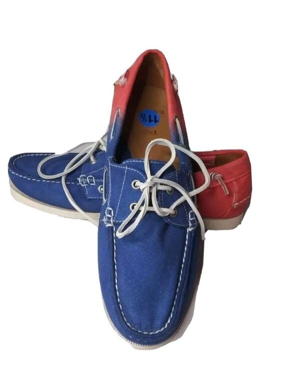 Polo Ralph Lauren USA Merton Boat Shoes Hombre Blue Red Tie dye Canvas Mens 11.5 main image 15